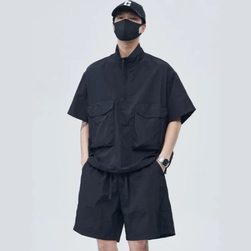 Complete Sports Casual Men's Summer Plus Size Up to 300 Jin, American Style for Boys and Young People, Complete Two Pieces