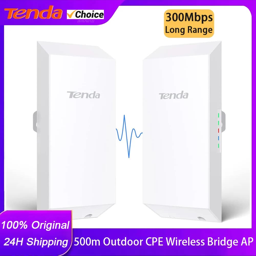 Tenda O1 2.4GHz CPE esterno 300Mbps 0,5KM Gamma Wi-Fi wireless Adattatore punto-punto con antenna direzionale 8dBi 1 paio