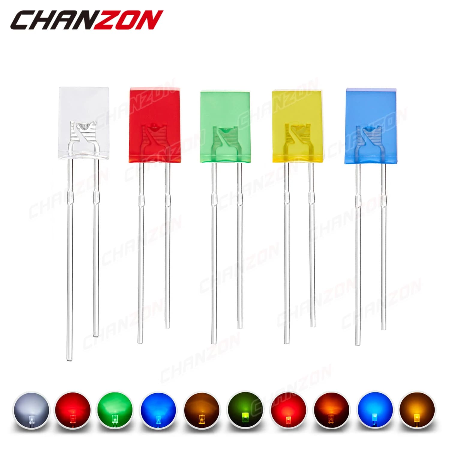 100 Pz 2x5x7mm Diodo LED Quadrato Bianco Rosso Verde Blu Giallo Arancione 2x5x7mm Rettangolare 2 V 3 V FAI DA TE PCB Luci Emettitore Lampada Lampadina