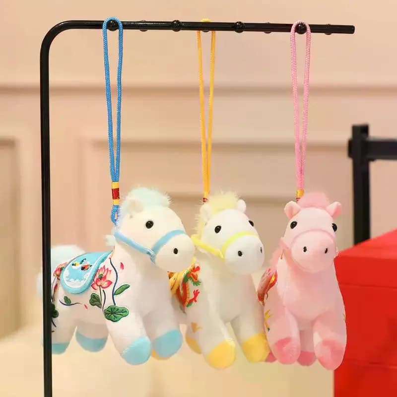 1 pz Kawaii Realistico Animale Simulazione Farcito Zodiaco Cavallo Bambola Borsa Decorazione Del Pendente 12 CM Carino Mini Cavallo Portachiavi Peluche