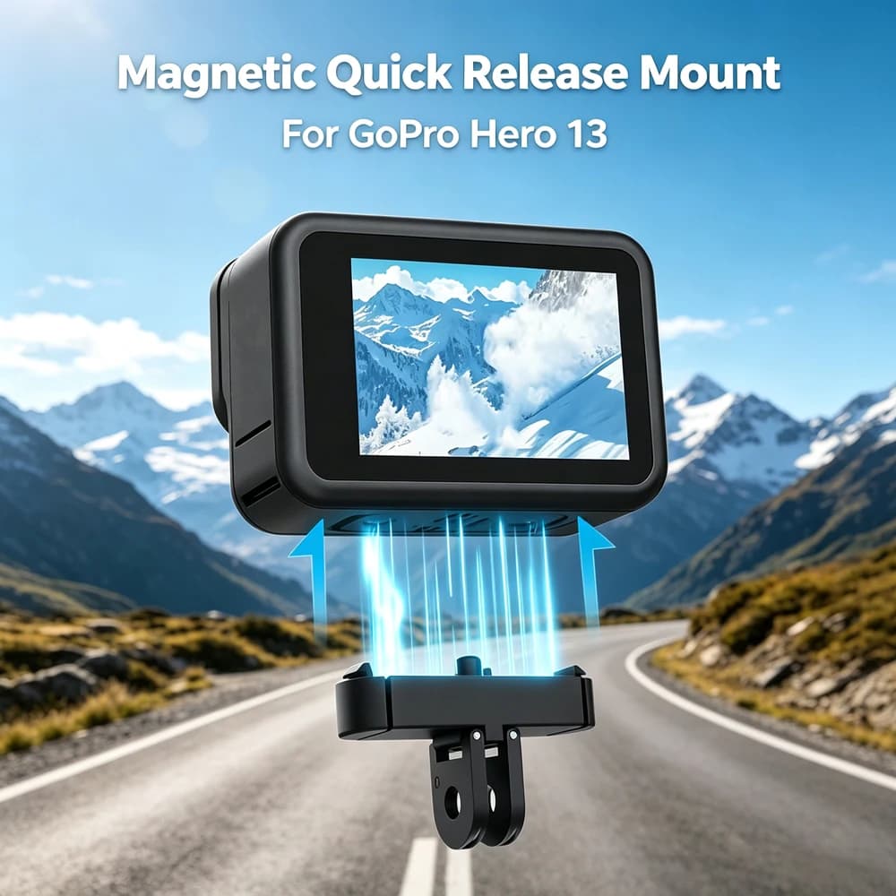 Adattatore Magnetico a Sgancio Rapido in Lega di Alluminio con Filettatura 1/4"-20, Supporto di Conversione a Doppia Molla per Accessori Fotocamera d'Azione GoPro Hero 13