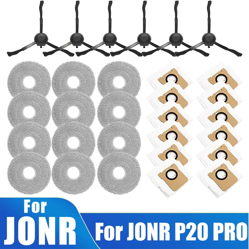 For JONR P20 PRO vacuum cleaner accessories, side brush, fabric dust bag, efficient replacement of microfiber cleaning parts