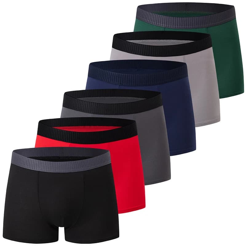 Fashionable 5/6 pieces men's multicolored casual boxer, comfortable sports cycling shorts for underwear strong sizes for teenagers
