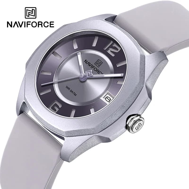 NAVIFORCE 7107 Women's Fashion Elegant Quartz Strap Silicone Strap 5ATM Wrist Watch Waterproof with Women's Watch