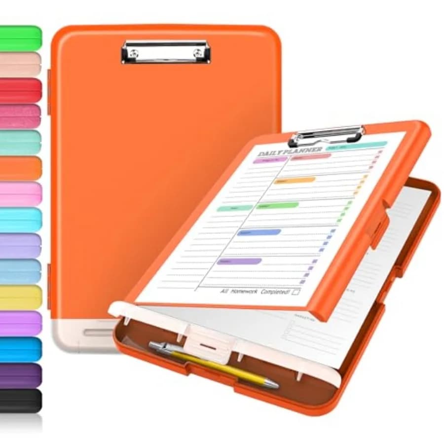 Clipboard with Storage, Clip Board 8.5 x 11 with Pen Holder, Plastic Organization Case Box for Letter Legal A4 Size Paper, Low