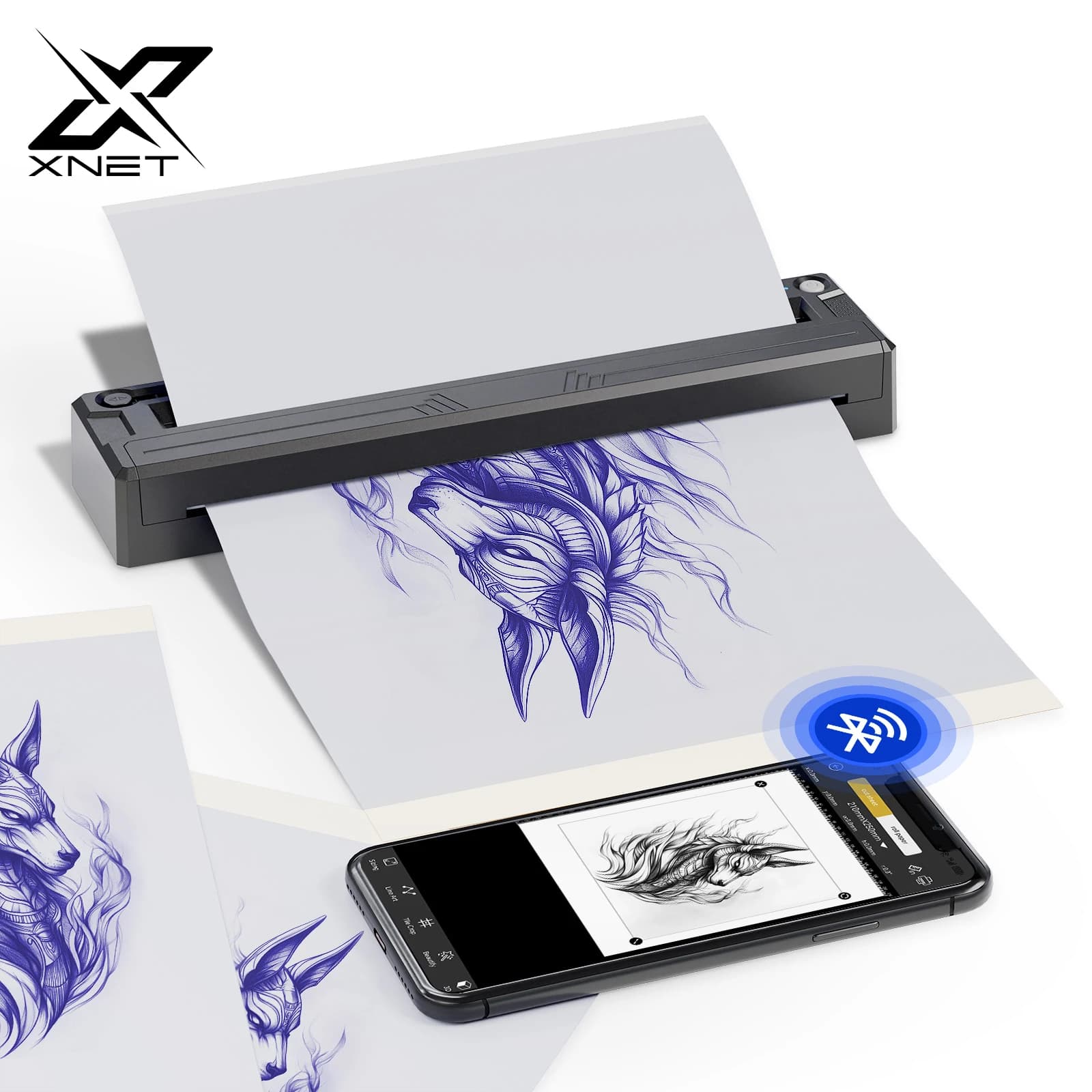Wireless XNET G2 Thermal Printer for Stencil Transfer Card Tattoos, Compatible with Smartphone