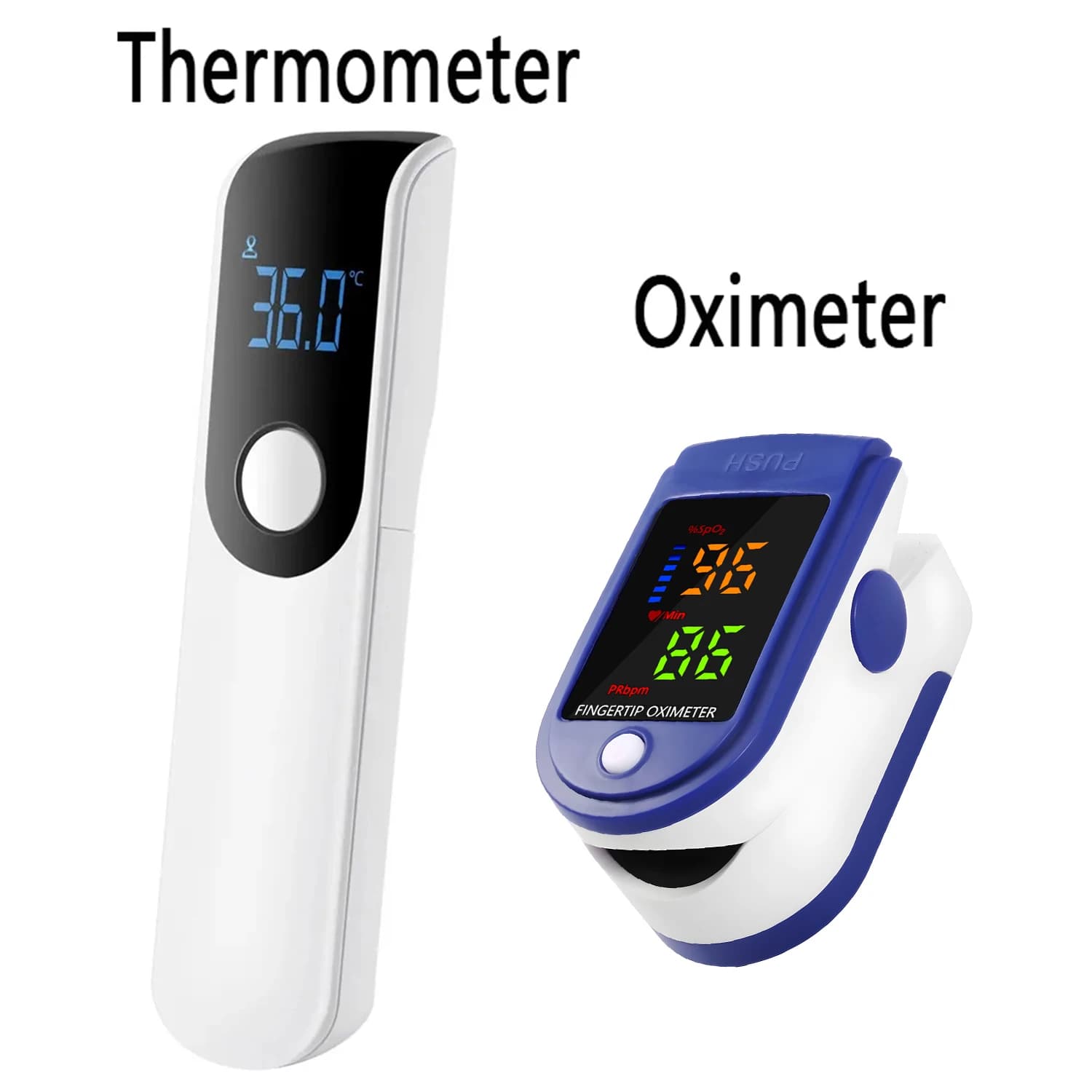 Non-Contact Infrared Forehead Thermometer for Baby/Adult, Backlit LCD Fever Checker OR Household Digital Medical pulse oximeter