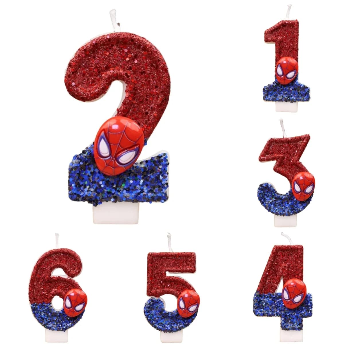 Superhero SpiderMan Funny Figure Candle Pattern Cute Cartoon 0-9 Birthday Candle Decoration Cake Gift for Kids Party