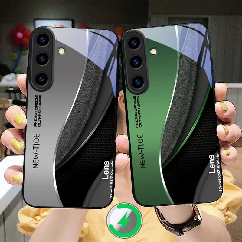 Minimalist style glass phone case for Samsung Galaxy S26 S20 FE S21 S22 S23 Plus S24 Ultra 25 Edge S24Ultra compatible with Magsafe