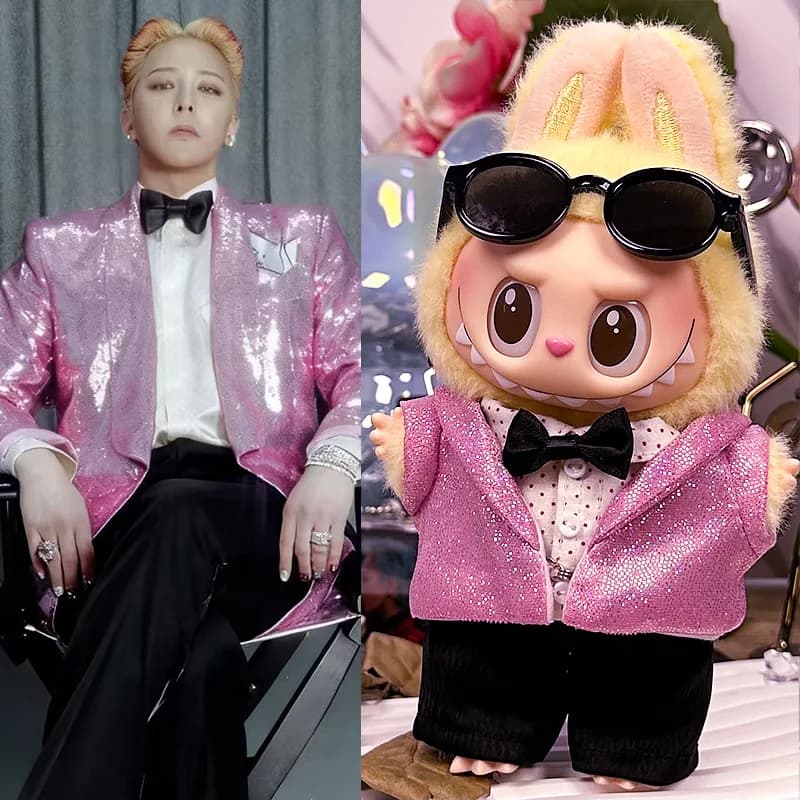 2025 nuovo Labubu17cm uno, due, tre generazioni di vestiti Labubuwa Gd rosa vestito con paillettes regalo (senza bambola)
