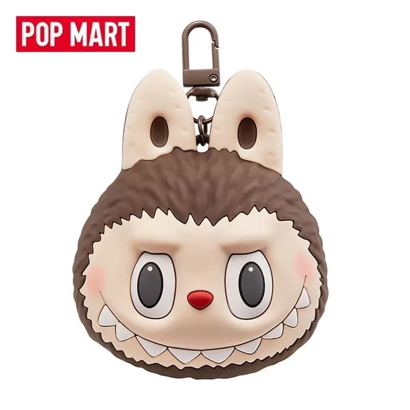 POPMART Labubu Originals Borsa per auricolari in silicone marrone Scatola cieca Giocattoli Kawaii Anime Action Figure Sorpresa Scatola misteriosa Bambole regalo