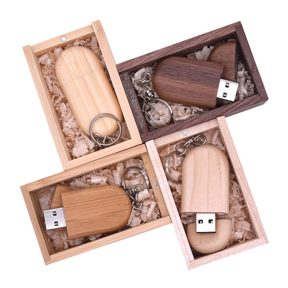 Di legno Usb Flash Drive 2.0 con la Scatola Memory Stick Ovale Pendrive 16GB 32GB 4GB 8GB U disco Pen drive Logo Personalizzato per il Regalo di Nozze