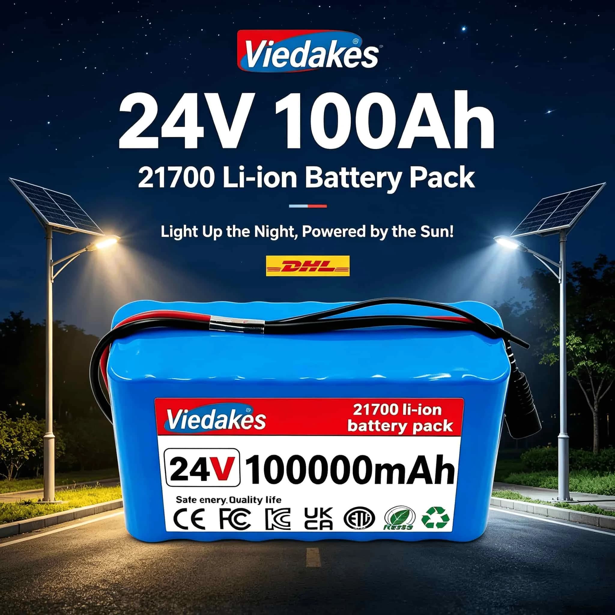 ✨ 24V 80Ah 21700 Lithium Battery with BMS, Free Charger for Electric Scooter & 24V Household Appliances