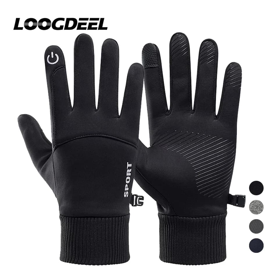 LOOGDEEL guanti da sci impermeabili invernali antiscivolo caldi sport all'aria aperta in esecuzione moto sci Touch Screen guanti in pile Unisex