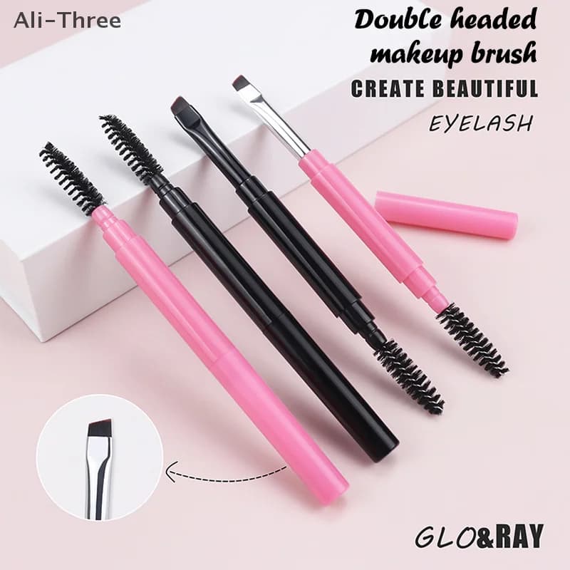 1 pz pennello per sopracciglia portatile a doppia testa pennello a spirale pennello per eyeliner con copertura pennello per trucco strumento per trucco per estensione sopracciglia