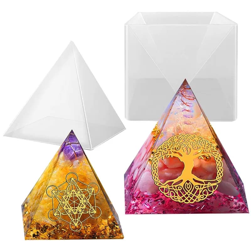 Stampi in silicone a piramide di grandi dimensioni Stampo in resina a piramide grande Stampi per colata in resina epossidica con base di supporto in plastica per fusione di gioielli fai da te Cr
