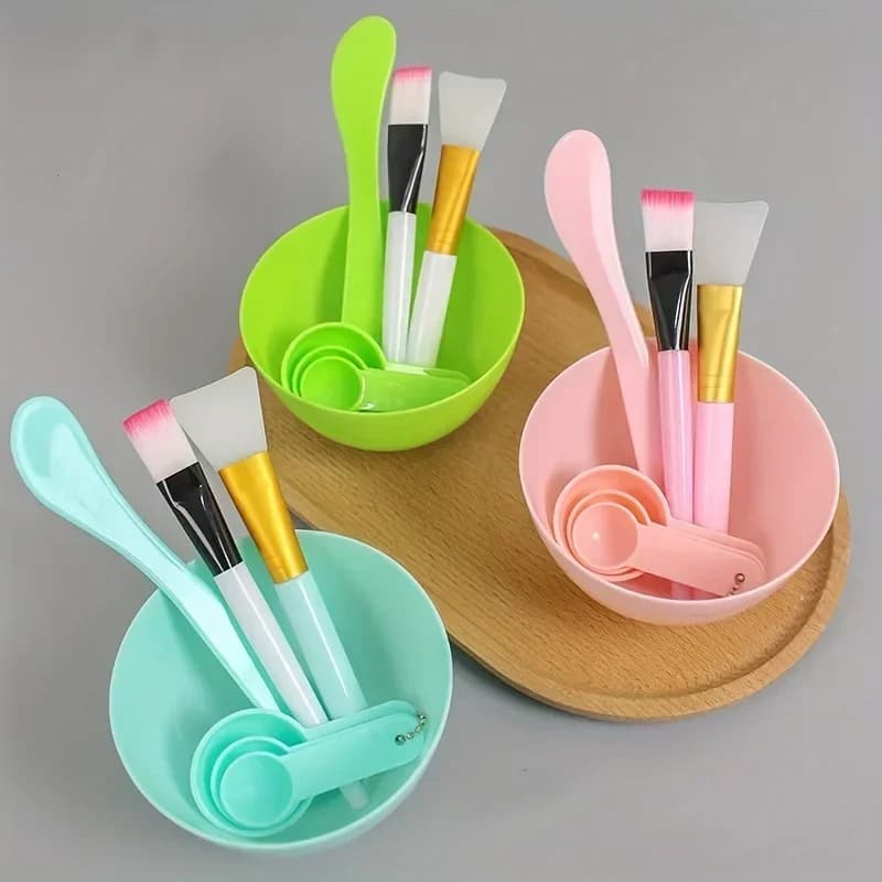 Set of bowls for mixing facial mask, tool kit for mixing face mask DIY 7 in 1, bowl for facial mask, silicone brush, soft brushes for face, spoons