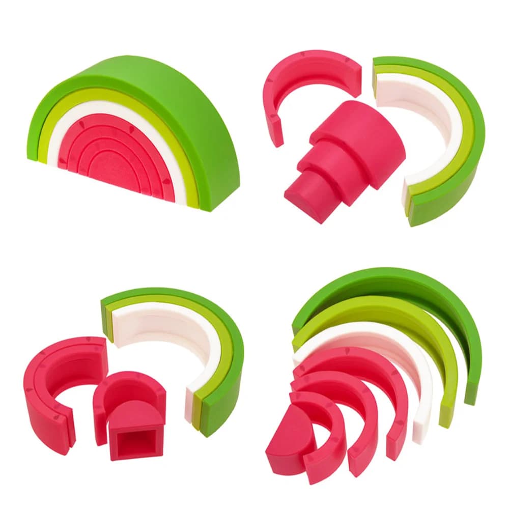 7 pz/set di blocchi di costruzione morbidi in Silicone BPA Free Baby Silicone massaggiagengive Baby giocattoli educativi Montessori giocattoli da gioco educativi