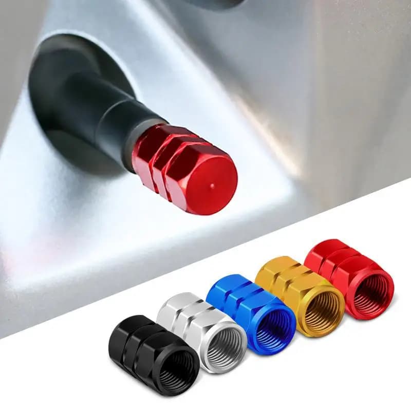 4 pcs tire valves for auto aluminum tyre valve hexagonal alloy hemetic cover waterproof powder for cars bikes truck