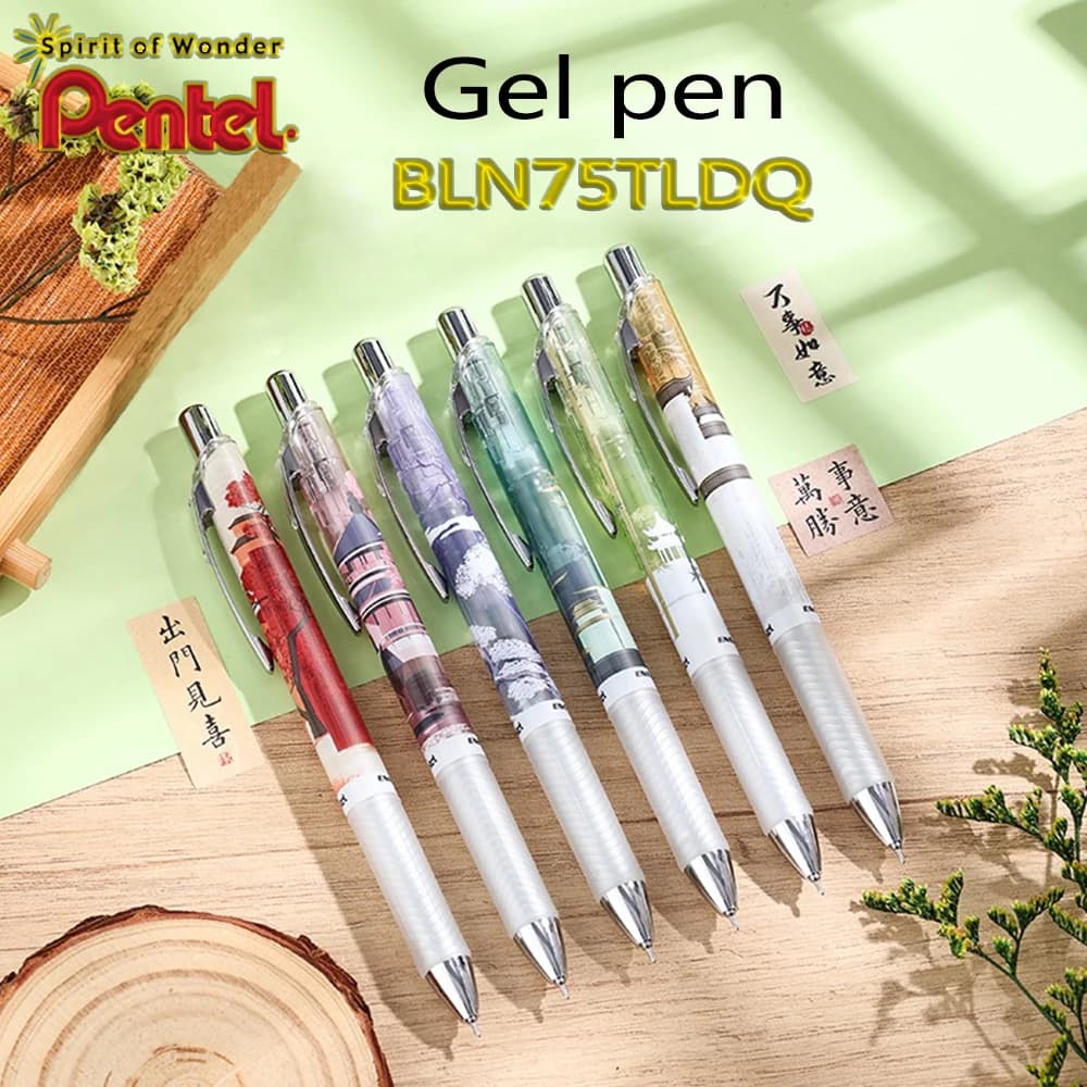 1 penna 3 ricariche Nuovo Giappone Pentel Limited Penne Gel BLN75TLDQ Mezza Ago Tubo Penna Roller 0.5mm Ritorno A Scuola di Cancelleria Kawaii