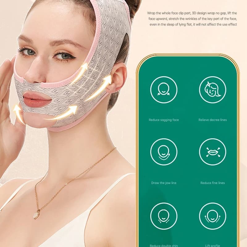 Fascia Modellante Viso a V, Cintura Rassodante e Rilassante per il Lifting del Viso, Riduce il Doppio Mento, Fascia Massaggiante Snellente