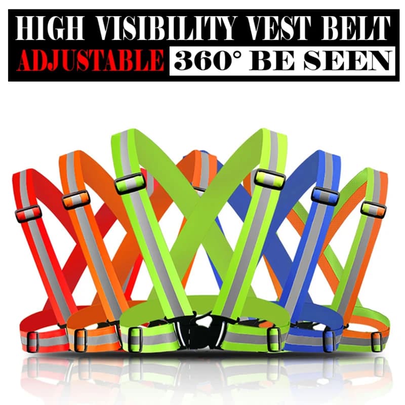 Hi-Vis Vests with Belts - Construction, Traffic, Warehouse - Outdoor Workwear, Race, Jogging, Cycling