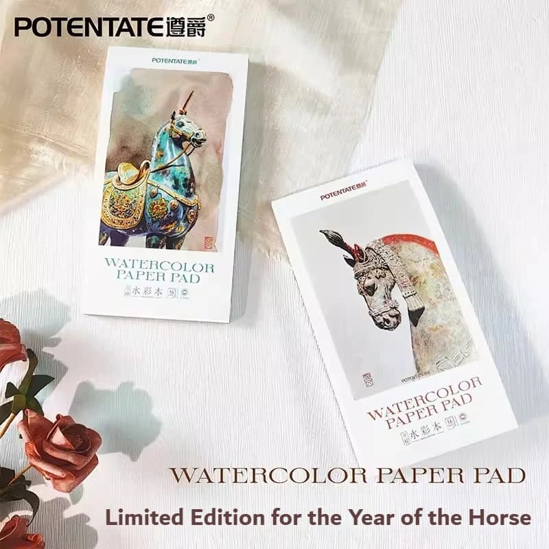 2Pcs/Set 2026 Horse Year Watercolor Pad 16 Sheets 300g 10x19cm Cotton Drawing Book Limited Edition for the Year of the Horse
