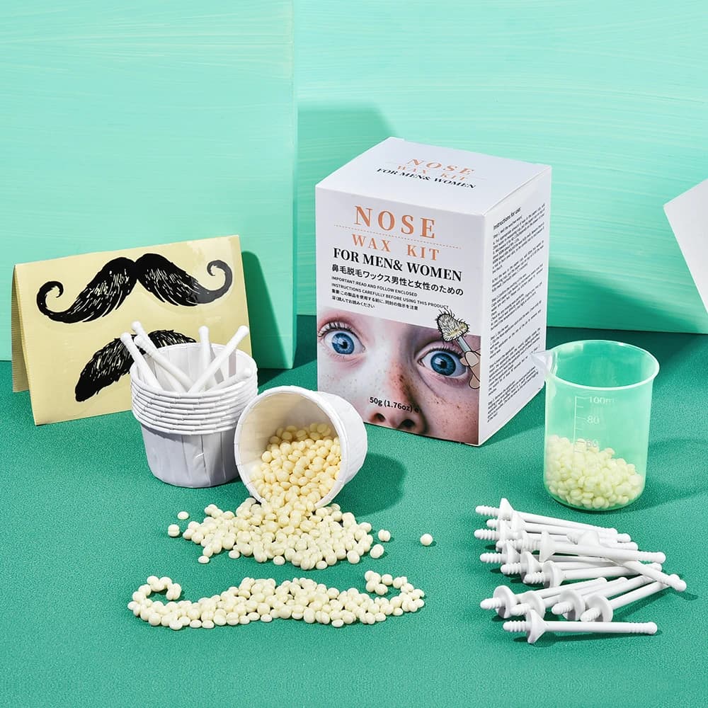 50g Kit di cera per naso indolore portatile per uomo Donna Depilazione del naso senza carta Pulizia ceretta Fagioli Kit di depilazione Trimmer
