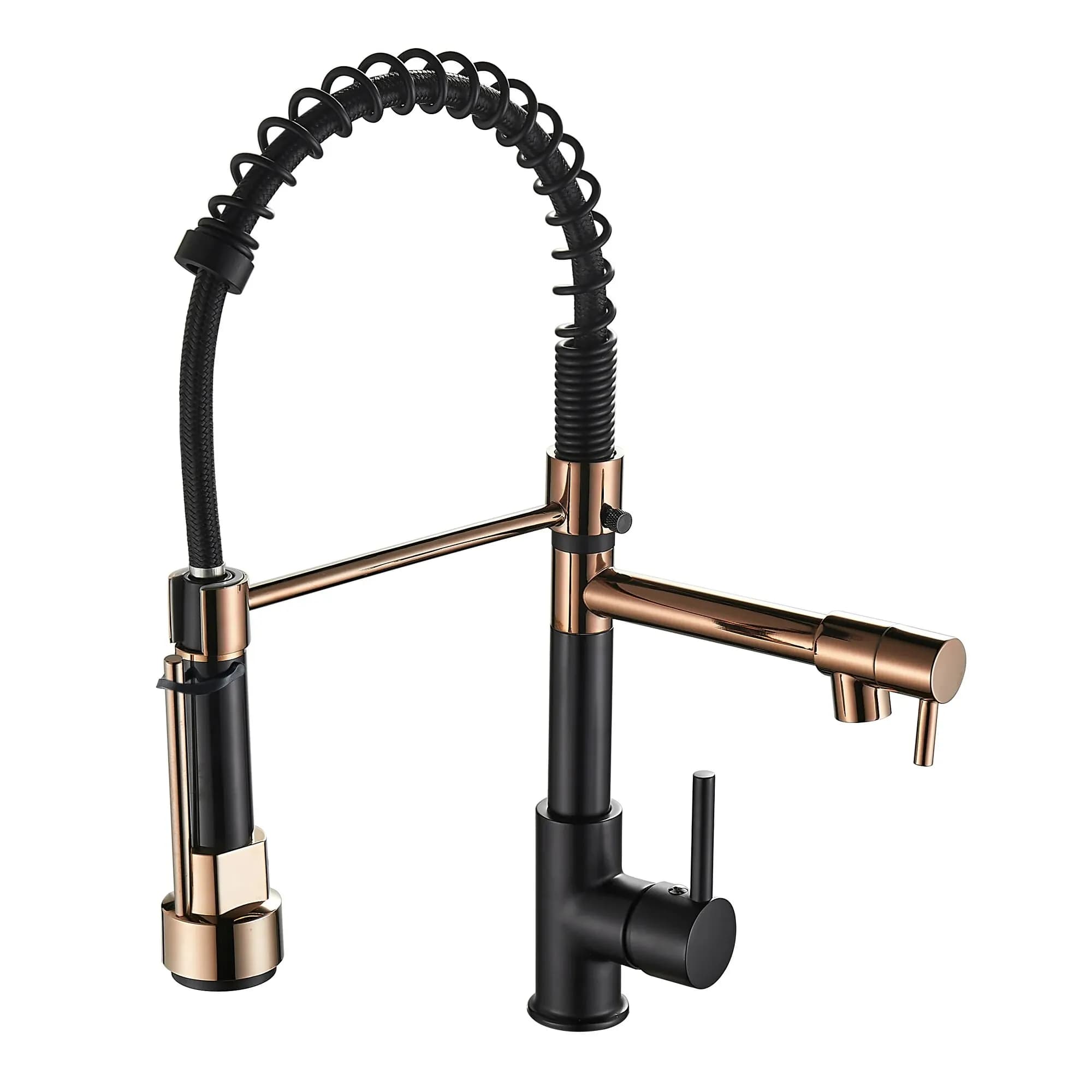 Rubinetto da cucina con spruzzatore estraibile Rubinetto per lavello da cucina a molla con maniglia singola ad arco alto