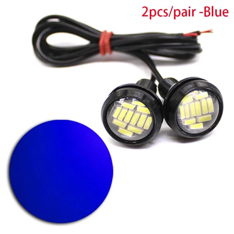 2 Pezzi Luci LED a Occhio d'Aquila 23mm 4014 12SMD per Auto, Luci Diurne, di Retromarcia e Indicatori di Direzione, Lampade per Targa Auto