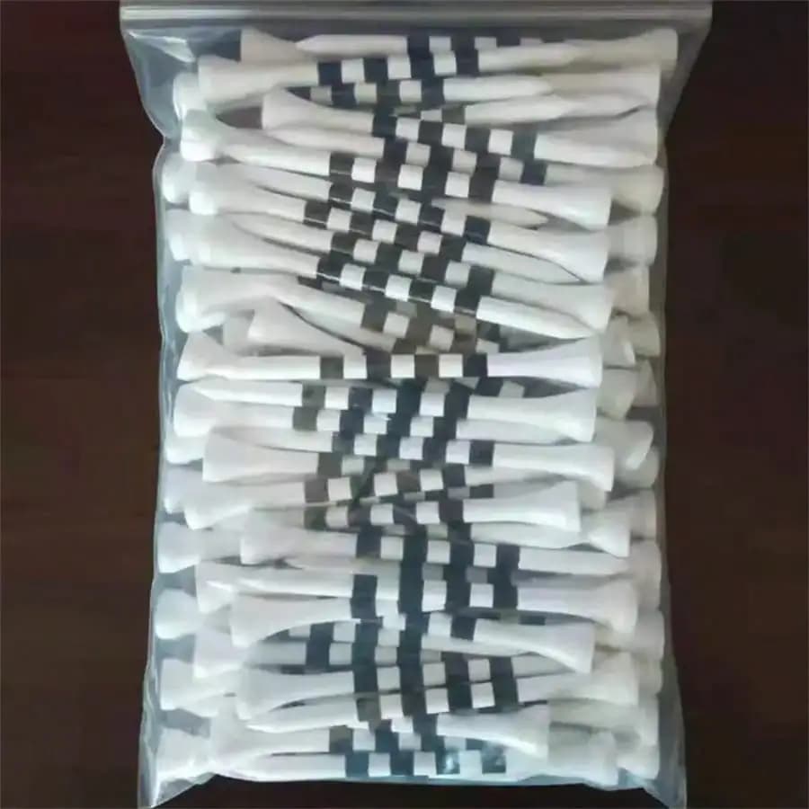 Tee da golf in bambù di alta qualità, flessibili, con design a strisce bianche e nere, diverse opzioni di quantità, supporto stabile e durevole, accessori da golf portatili, perfetti per la pratica quotidiana, tornei all'aperto, accessori per l'allenamento sportivo di golf.