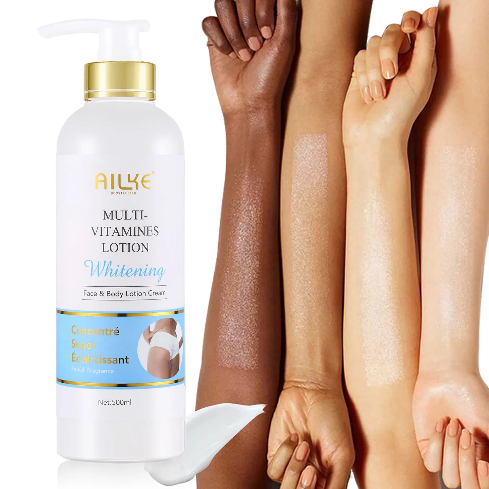 Lozione Corpo Multivitaminica AILKE, Sbiancante, Illuminante, Rimuove Macchie Scure, Iperpigmentazione, Idrata, Leviga e Antiossidante