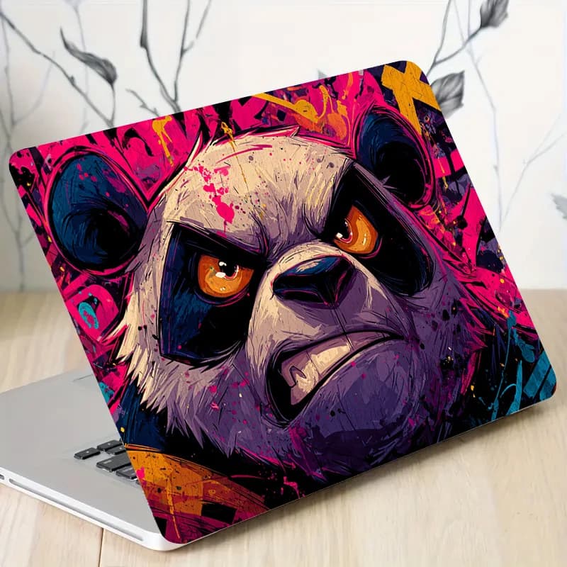 2 adesivi per notebook con motivo Angry Bear Face, resistenti ai graffi, per laptop HP, Dell, Lenovo, Apple e Asus - Facili da applicare