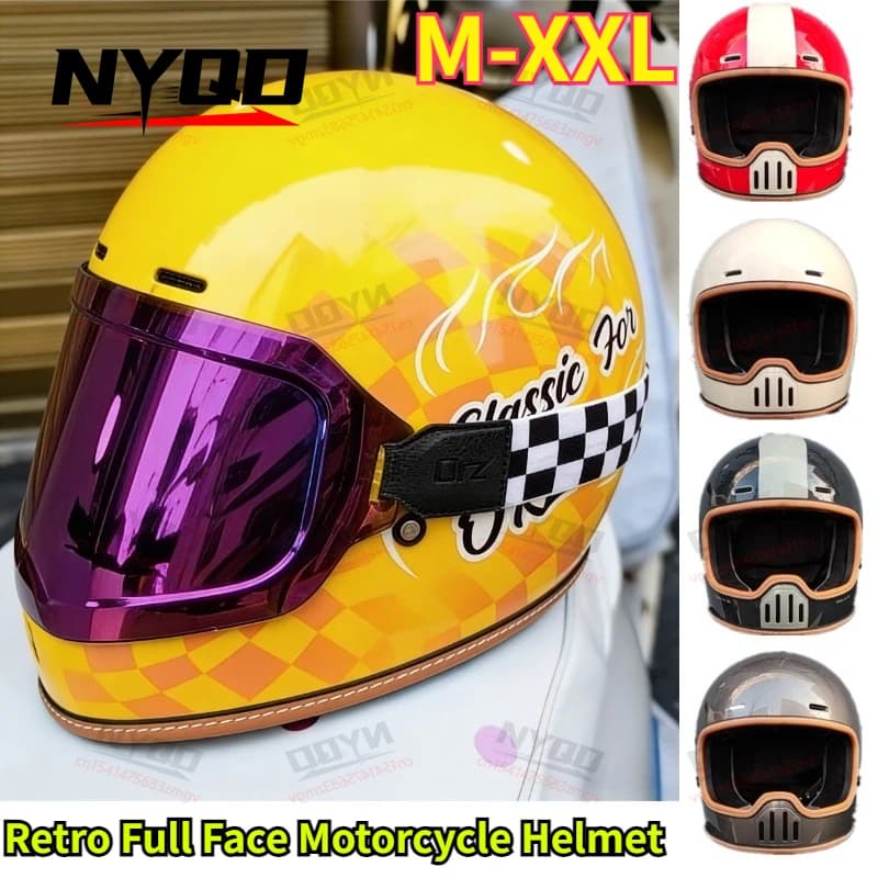 Integral helmet Retro ORZ for Moto, Four Seasons, for Men and Women, Ideal for Road Guide