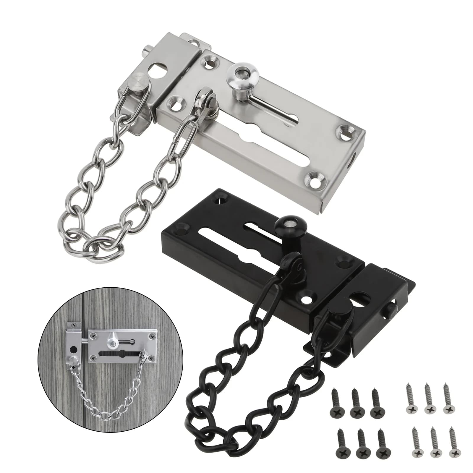 Serrature di sicurezza antifurto per porte in acciaio inossidabile Bulloni scorrevoli con chiusura per case/hotel con catena