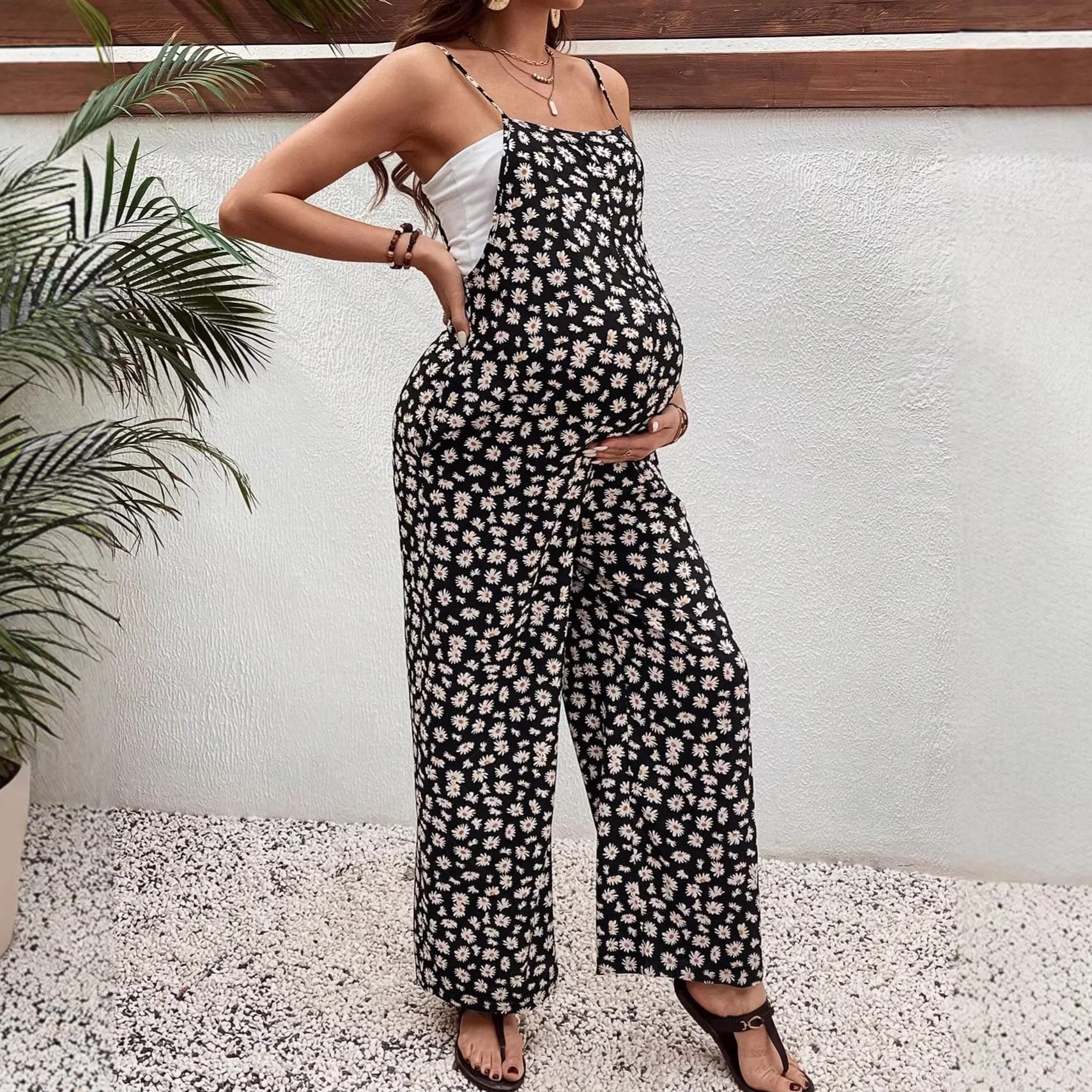 Abbigliamento per donne in gravidanza Pantaloni porta-bebè stampati in stile bohémien Abbigliamento premaman primavera estate Pantaloni per gravidanza