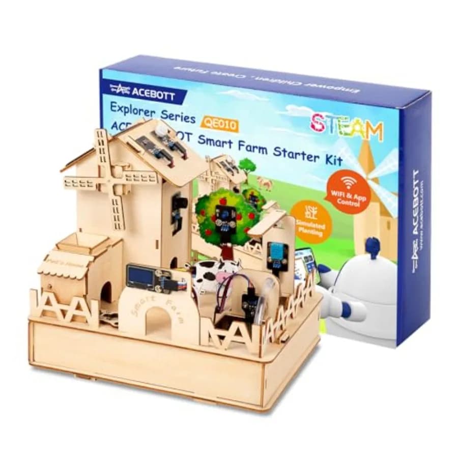 Kit STEM per Età 12+ ESP32 Smart Farm, Compatibile con Arduino Scratch, Alimentatore Automatico per Animali Domestici, Progetto di Codifica Fai-da-Te