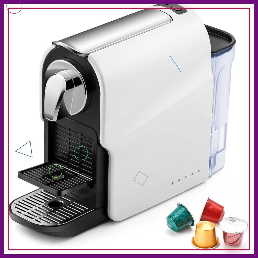 Macchina per Espresso da 20 Bar per Casa, Macchina per Caffè a Capsule con Serbatoio da 22oz, Vassoio Porta Tazze Regolabile, 1350W