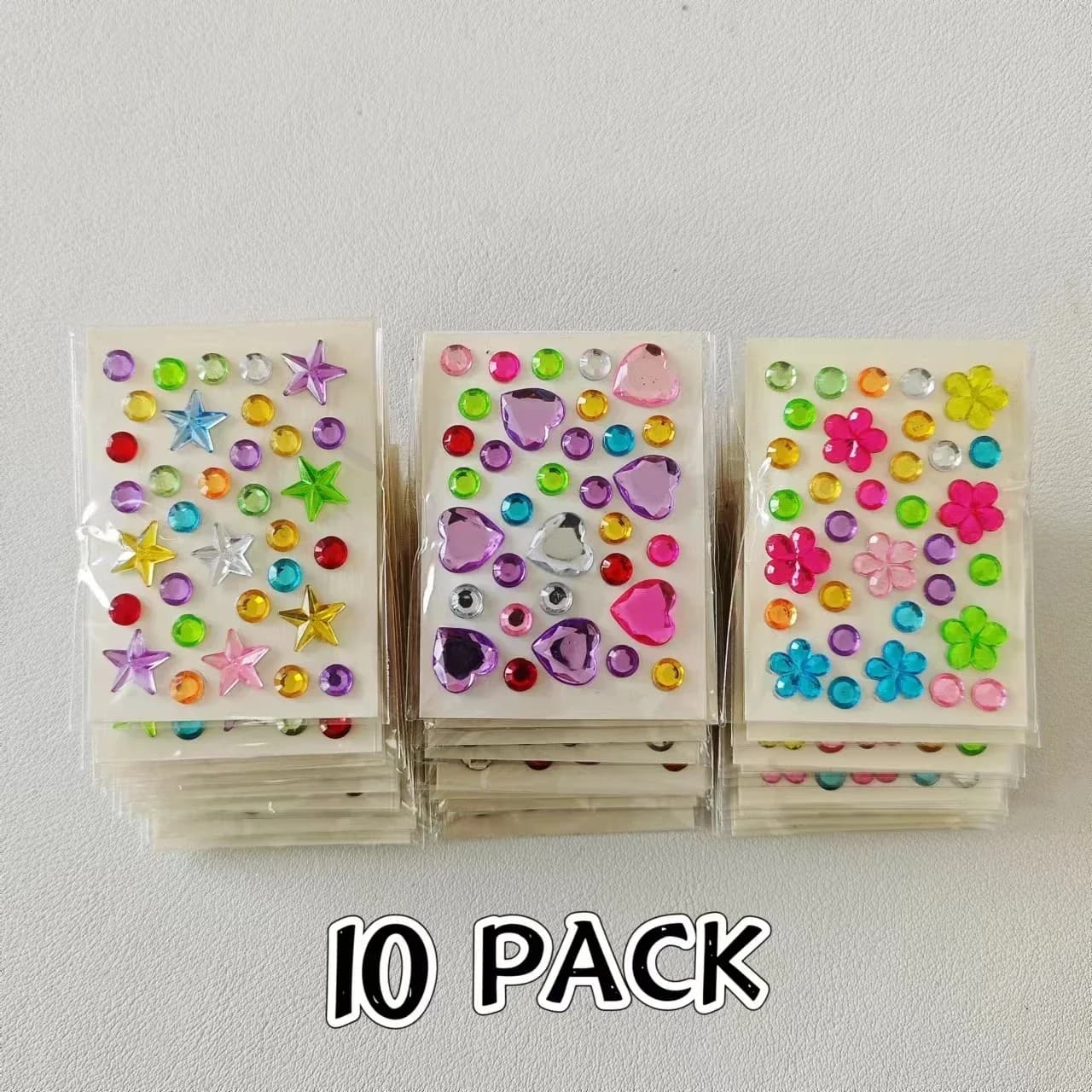 10 pcs sticker Mini heart diamond Plum Blossom Star acrylic flower color makeup bandage on the eye for children