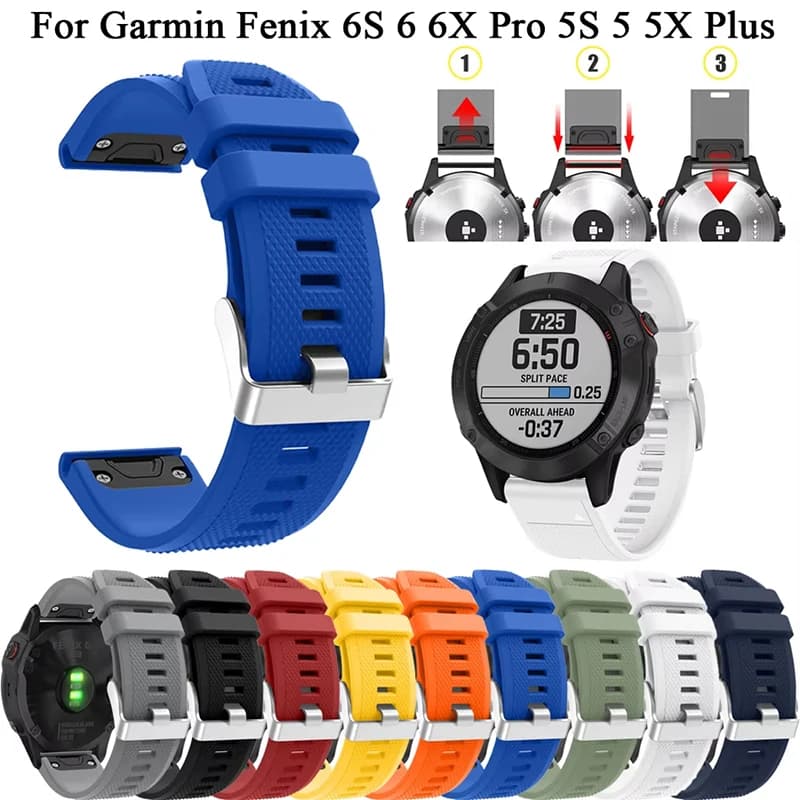 Cinturino in silicone cinturino per Garmin Fenix 7S 7X 7 6S 6X 5 5S 5X 5 Plus 3 HR cinturino a sgancio rapido 20 22 26mm cinturini intelligenti