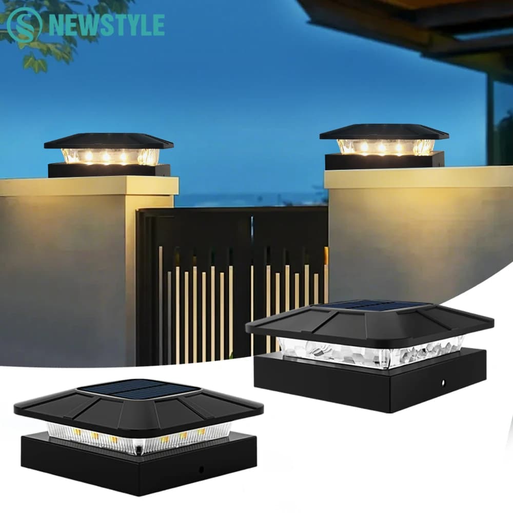 Luci per palo solare per esterni 3 modalità di illuminazione Sensore di movimento IP65 Lampada per palo ad energia solare impermeabile adatta per legno/viny 4x4
