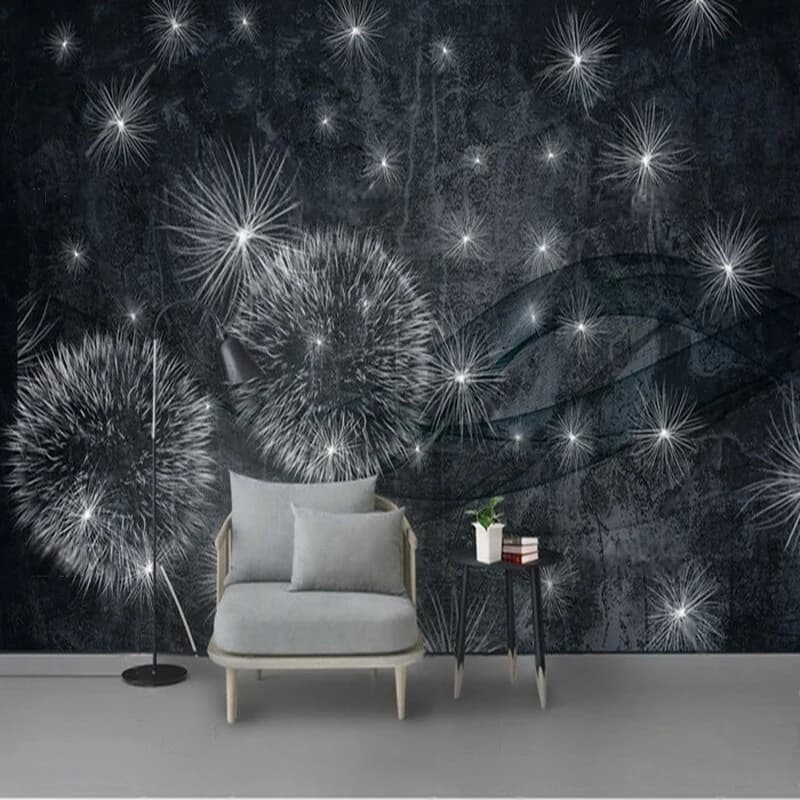 Personalized mural wallpaper, wallpaper wall sofa TV model white dandelion for living room furniture bedroom Papier Peint