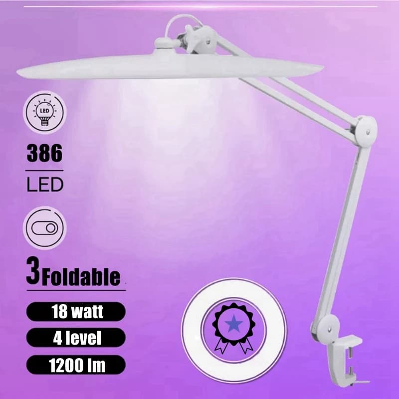 LED extension eyelash lamp for nail art desk lamp with 386 LED high brightness folding swivel clamp for reading beauty crafts