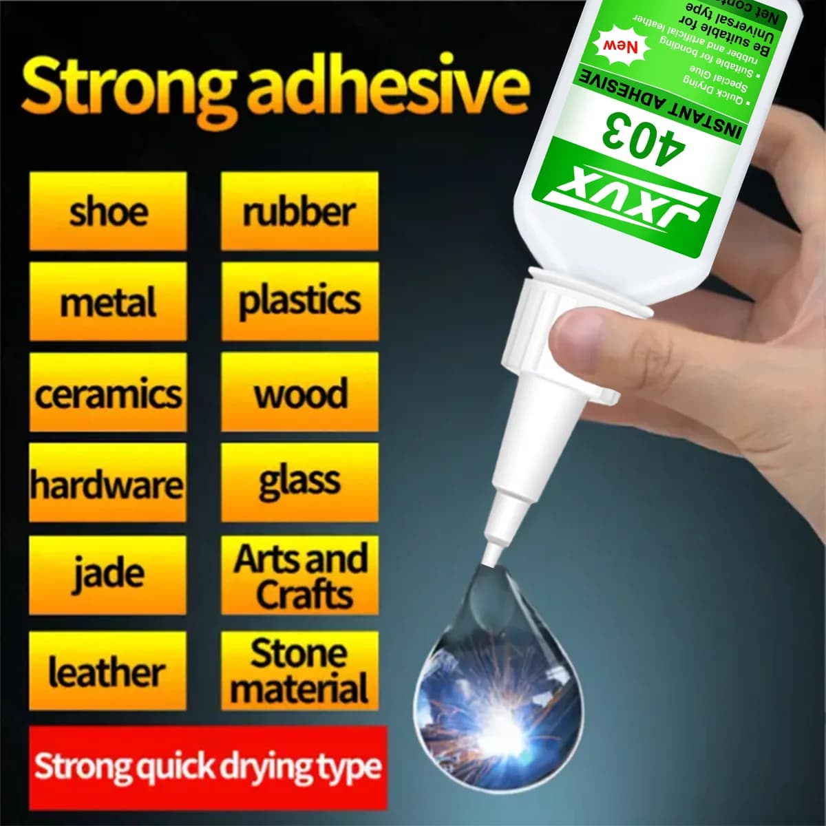 Super Glue All-Purpose Liquid 20g - adesivo AC trasparente per l'asciugatura rapida per la riparazione di metallo, plastica, legno, ceramica, vetro e brani, il più forte adesivo per metalli e plastica, facile da usare