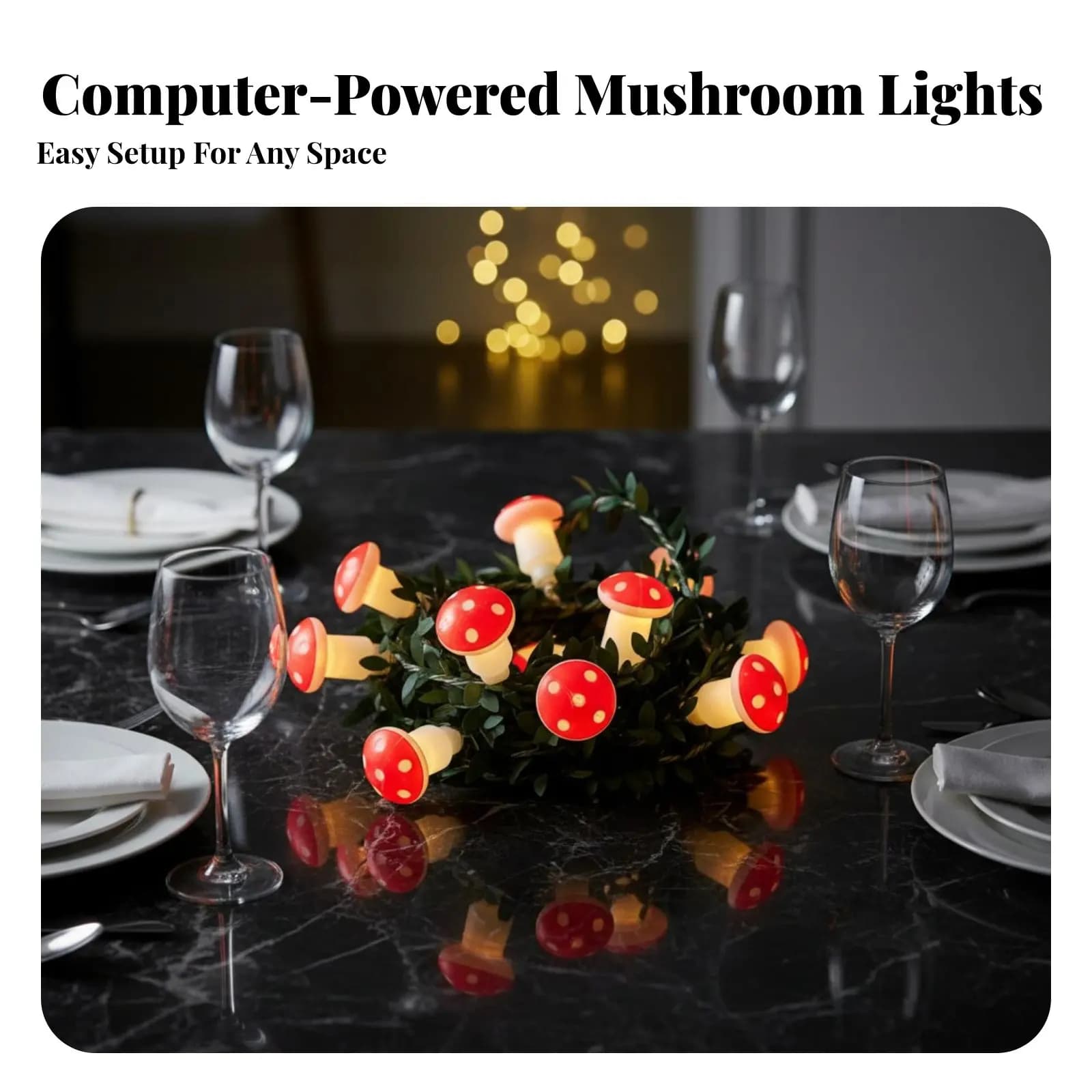 Luci Fatate a LED a Forma di Fungo, USB/Batteria, Luce Calda, per Natale, Festività, Camera da Letto delle Ragazze, Decorative, Vendita all'Ingrosso