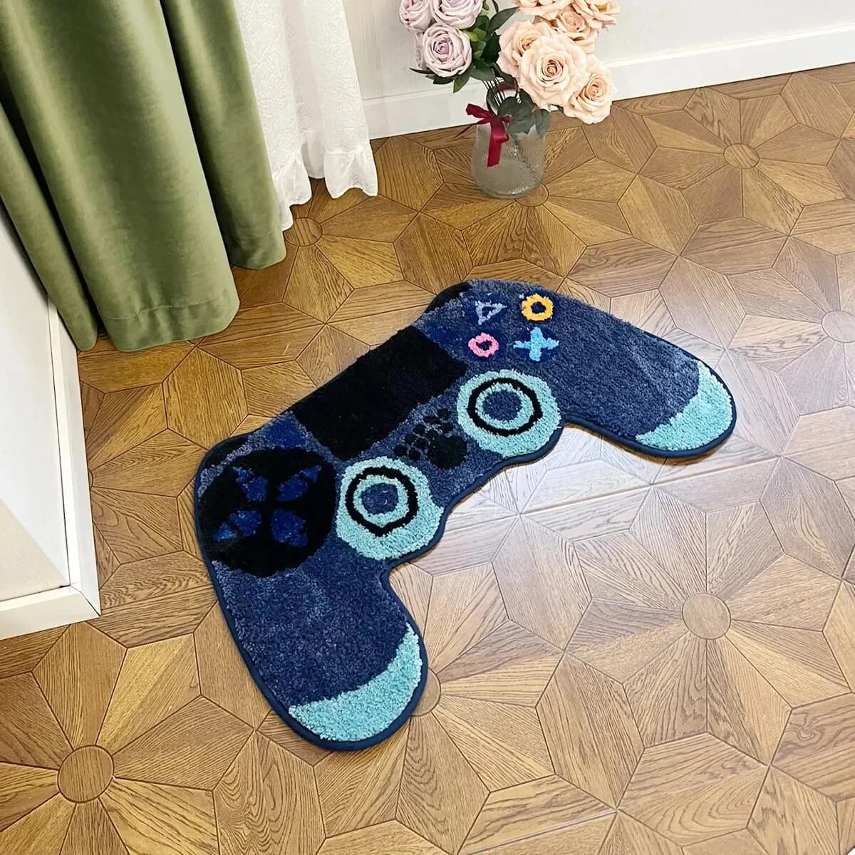 Gamer Controller a forma di tappeto trapuntato peluche Comfort antiscivolo Game Room Decor durevole facile cura colori vivaci bambini adolescenti camera da letto