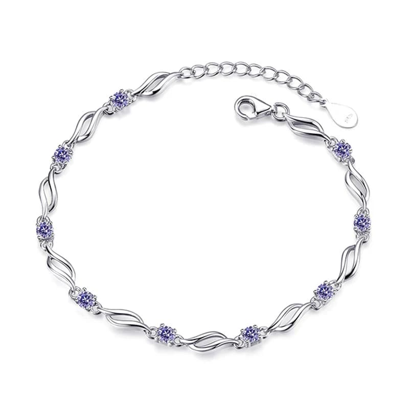 Men's Simple Style Fashion Style Bracelet with Braided Belts in White Zirconia/violet