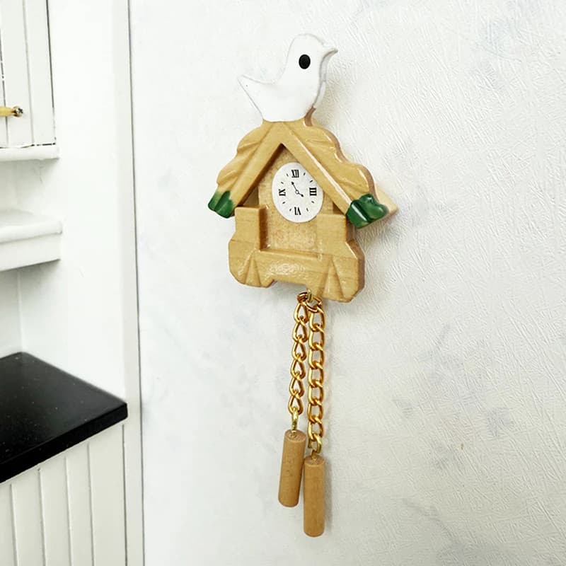 1:12 Home of Miniature Dolls Bird Wall Clock Furniture House Model Decoration Doll Home Accessories Toy