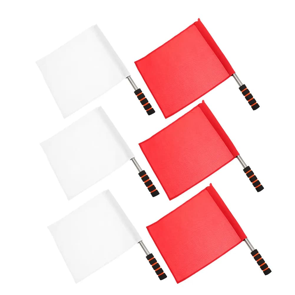 6 Bandierine Segnaletiche Portatili per Arbitri, Rosso e Bianco, Alta Visibilità, per Allenamento Sportivo, Calcio, Atletica, Pallavolo, Rugby