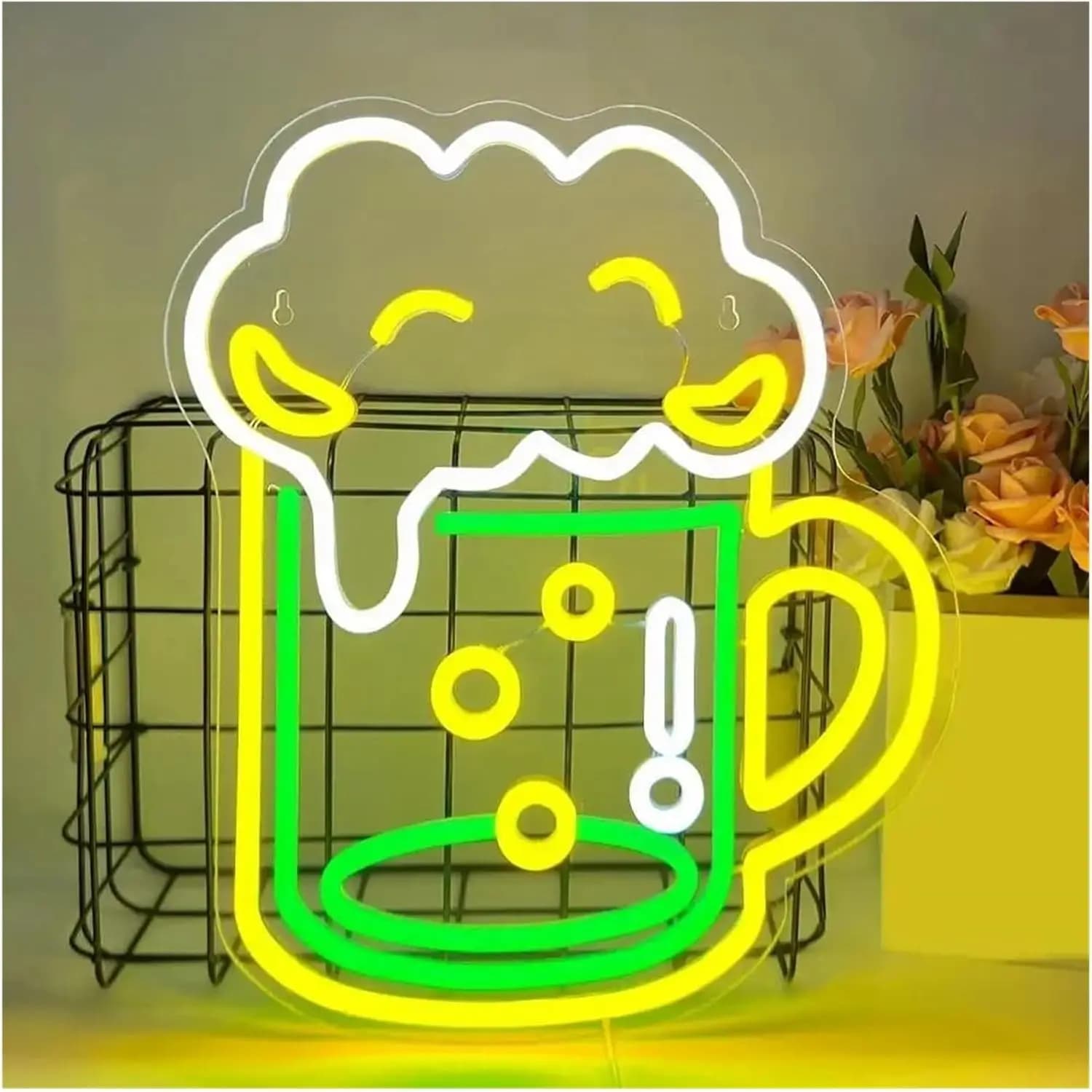 Insegna al Neon a Forma di Boccale di Birra, Luce LED Dimmerabile USB per Decorazione Bar, Discoteca, Pub, Casa, Festa, Man Cave, Decorazione Murale, Divertente Luce Notturna a Tema Birra, Regalo
